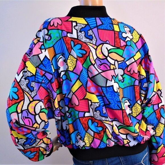 Vintage 1990s Pop Art Romero Britto Bomber Jacket - Picture 3 of 9